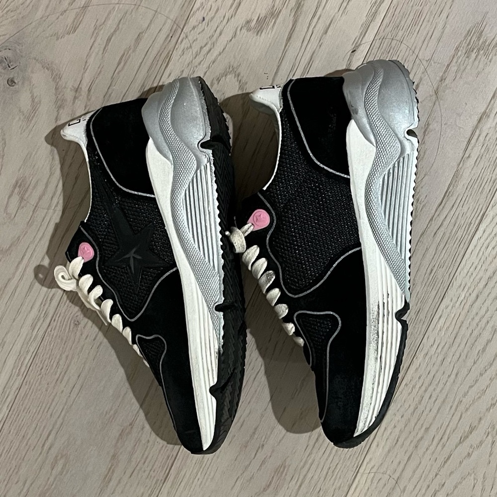 Golden Goose Sneaker size 36 Only Worn Once! Black and Silver w/ Pink accents